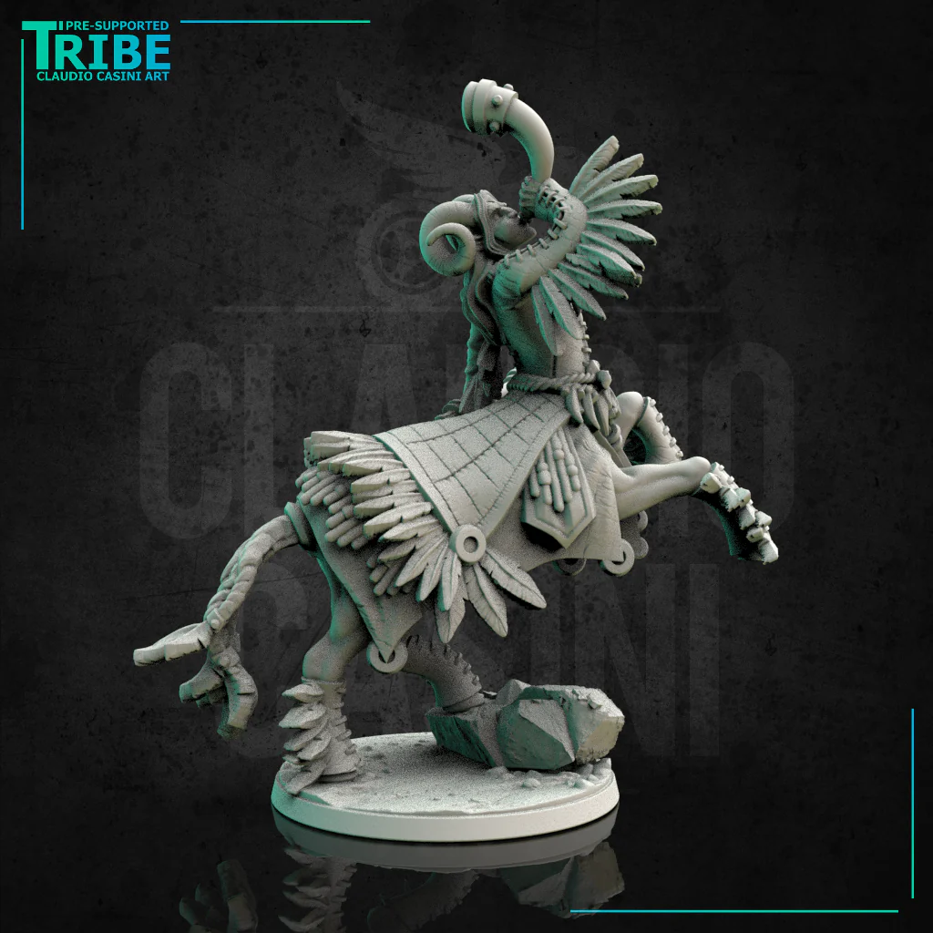 (0131) Male centaur musician with battle horn and axe - Image 3