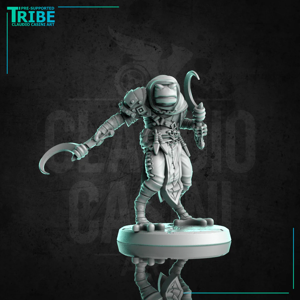 (0254) Male rogue thief killer frog man folk with sickles - Image 2