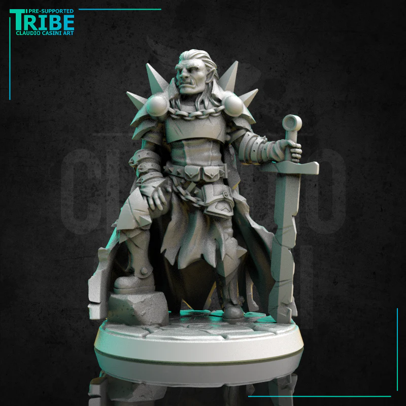 (0286) Male human elf half orc tiefling firbolg paladin warrior cleric with a plate armor and sword