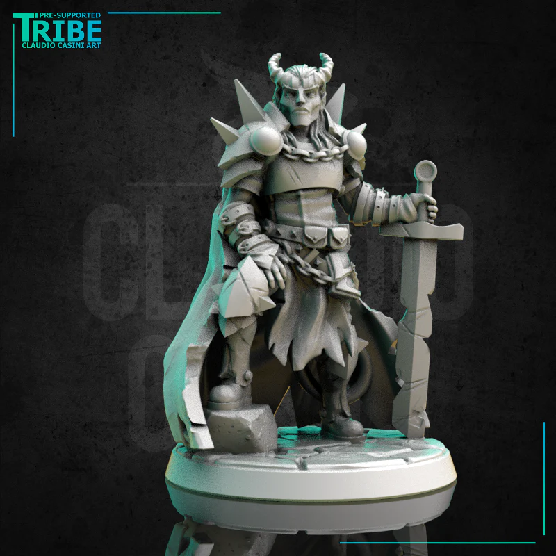 (0286) Male human elf half orc tiefling firbolg paladin warrior cleric with a plate armor and sword - Image 3