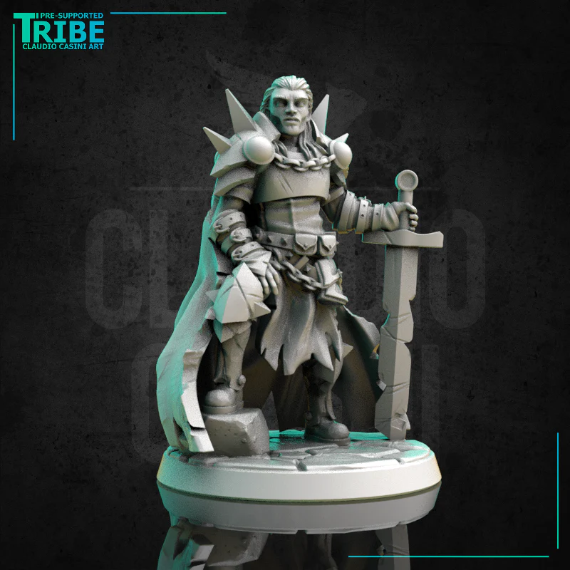 (0286) Male human elf half orc tiefling firbolg paladin warrior cleric with a plate armor and sword - Image 4