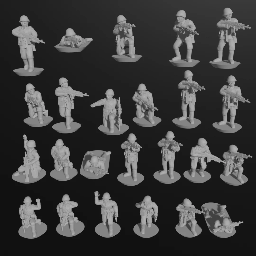 10 & 15mm Soviet Infantry with AK-74s & GP-25s (24 models)
