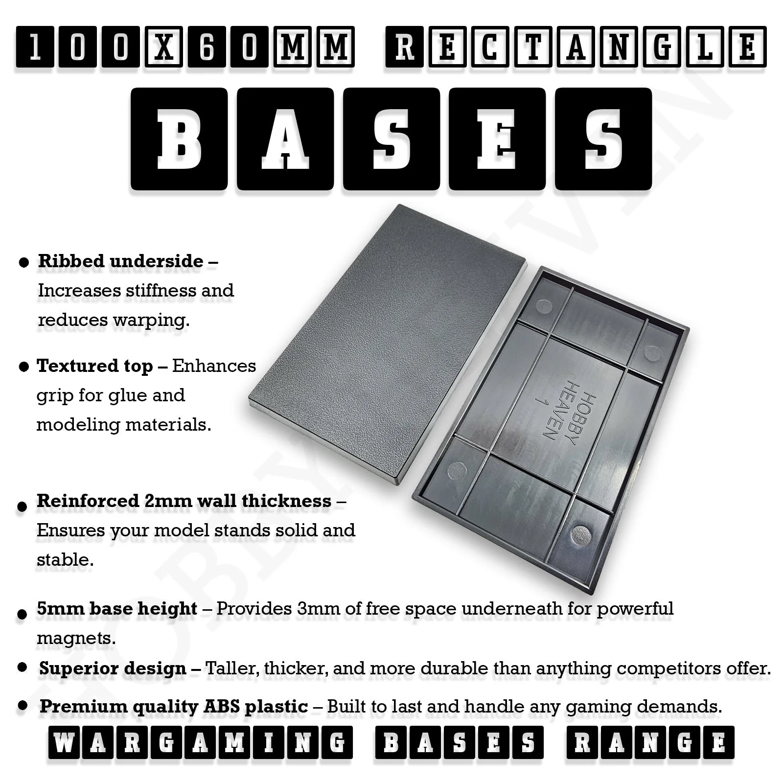100x60mm Rectangular Plain Plastic Bases - Image 4