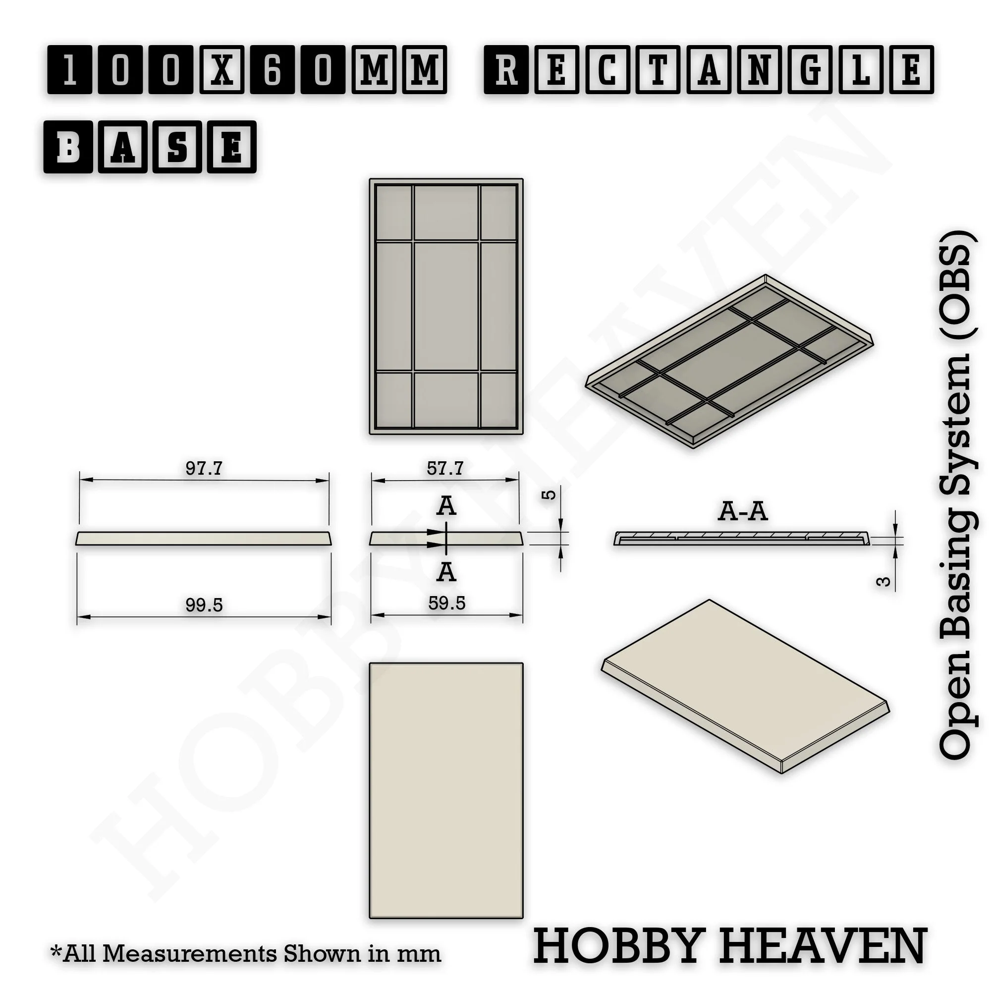 100x60mm Rectangular Plain Plastic Bases - Image 6