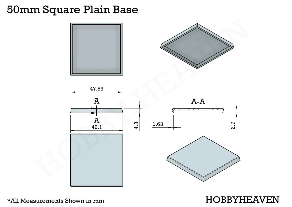 50mm Square Plain Plastic Bases - Image 4