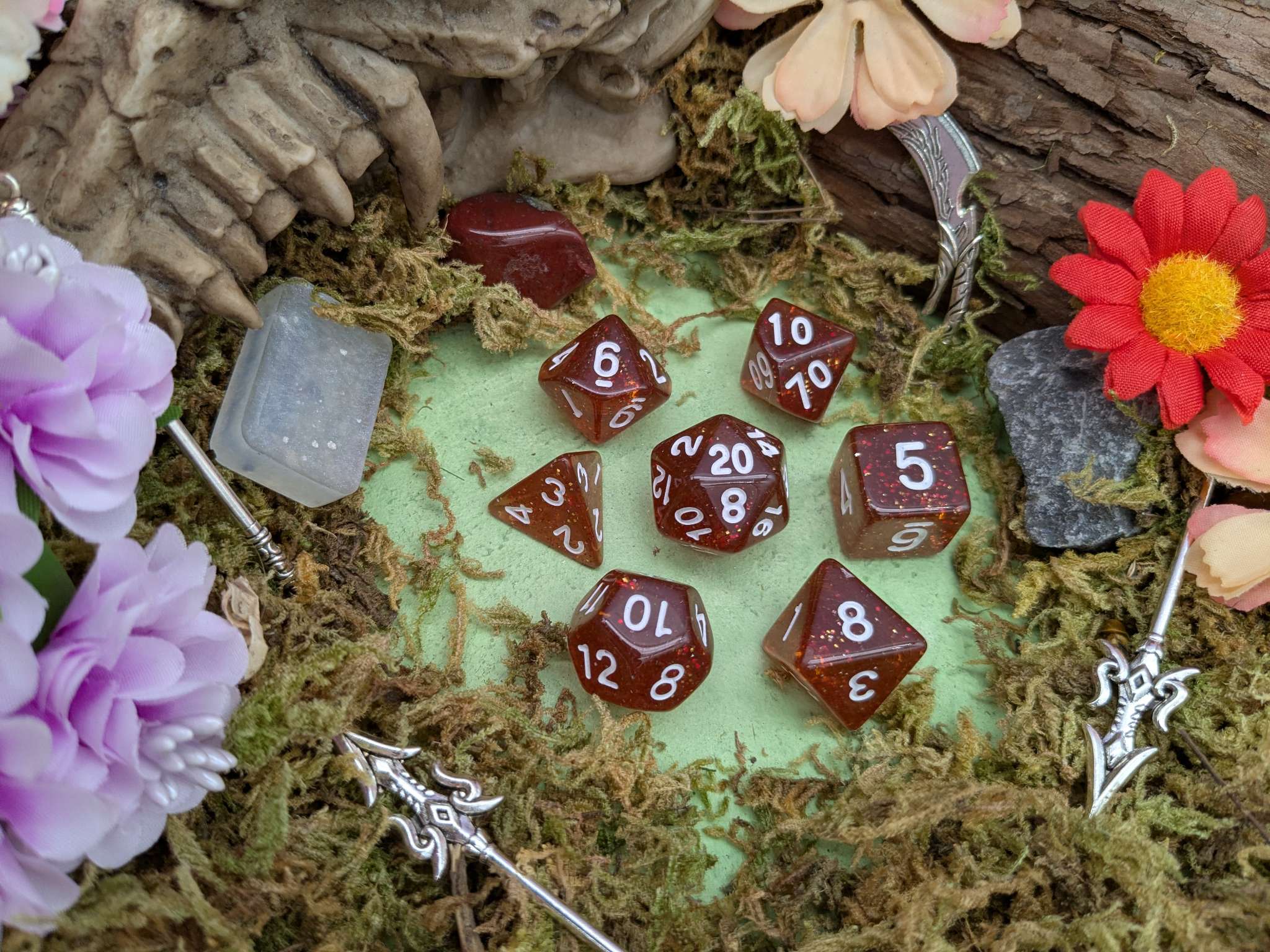 Amber Glitter Dice Set - Image 2