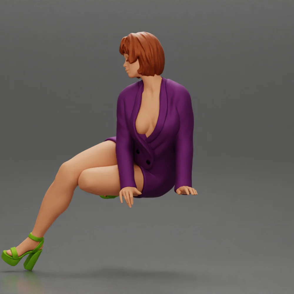 Attractive girl sitting on the car in heels and a fashionable dress - Image 3