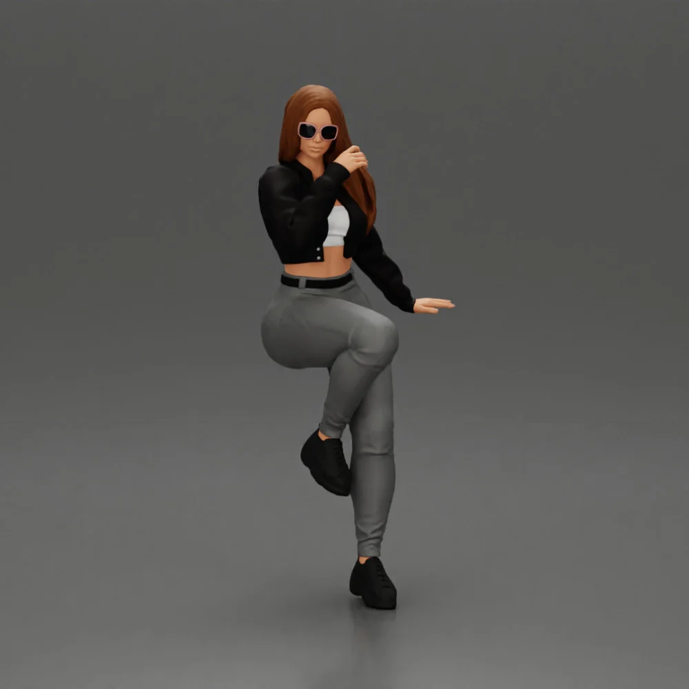Beautiful girl in sunglasses and mini jacket sitting on the motorbike - Image 2