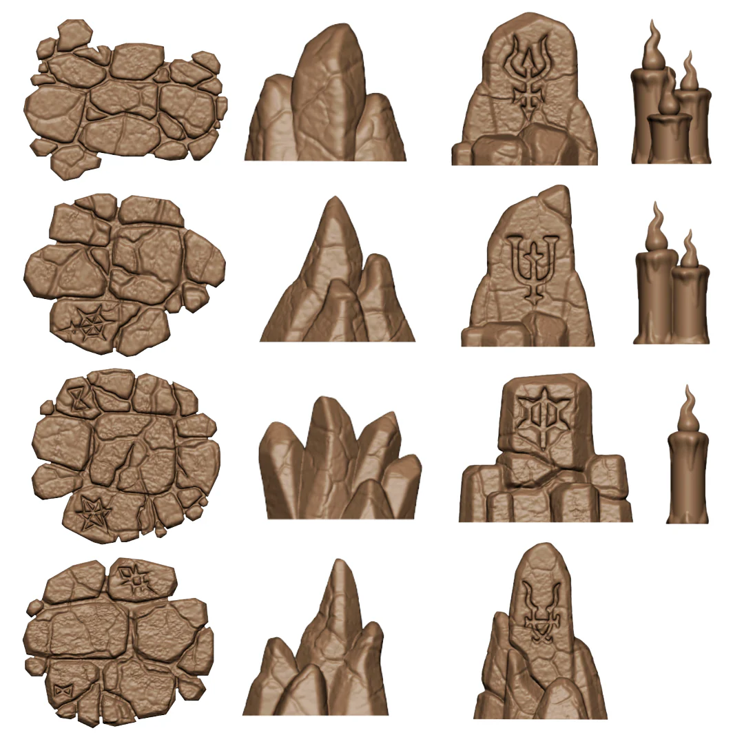 Demonic Temple Basing Bits Pack - 32mm Tabletop Scenery
