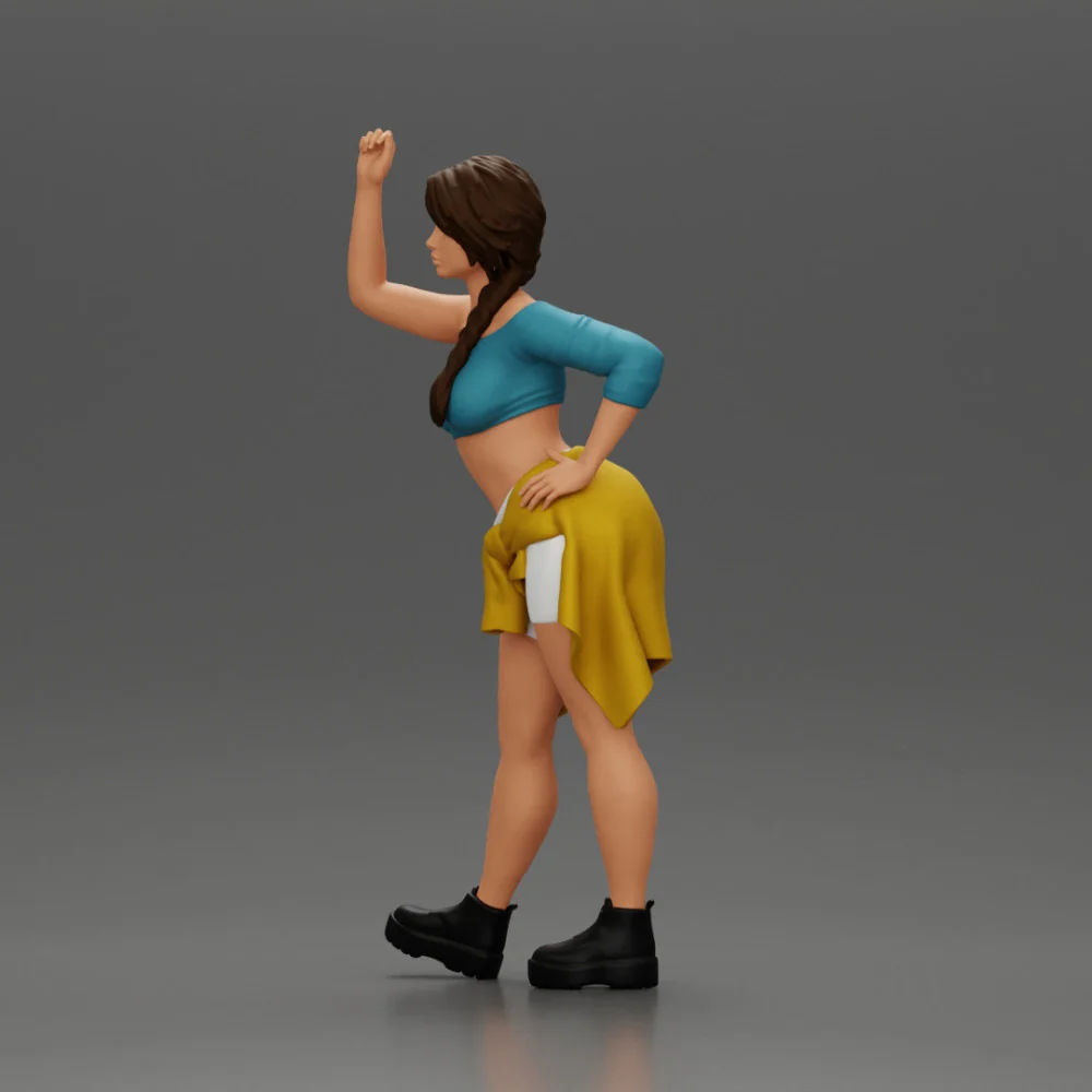 Fashionable Girl Wearing a Bra and shorts with Shirt Tied Around Her Hips - Image 6