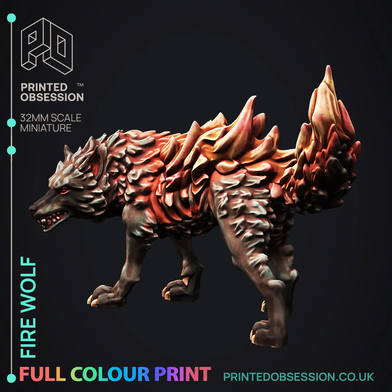 Fire wolf - Pre-Coloured - 32mm Scale - Image 3