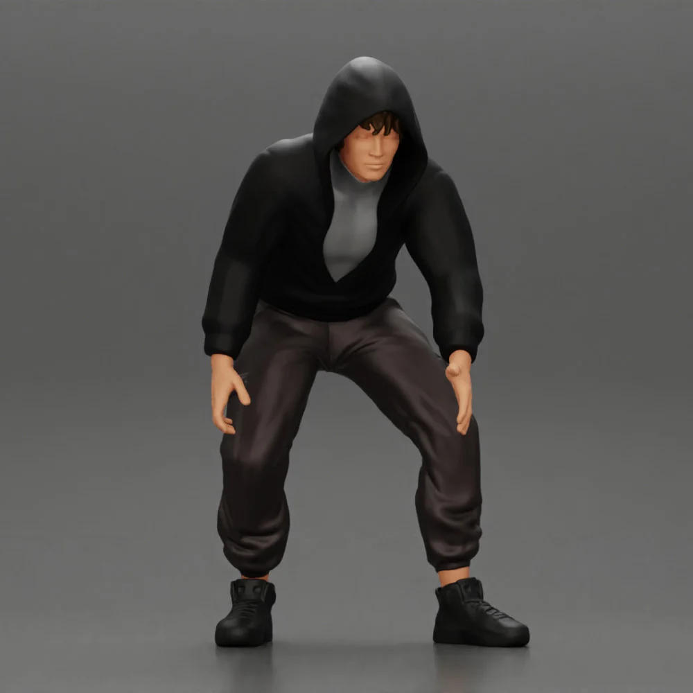 gangster homie in hoodie and short with his dog on the street - Image 10