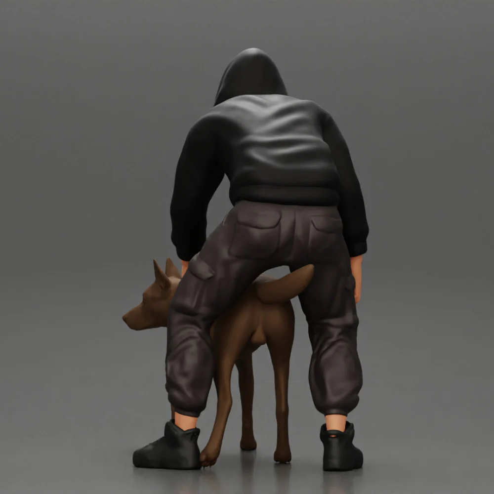 gangster homie in hoodie and short with his dog on the street - Image 5