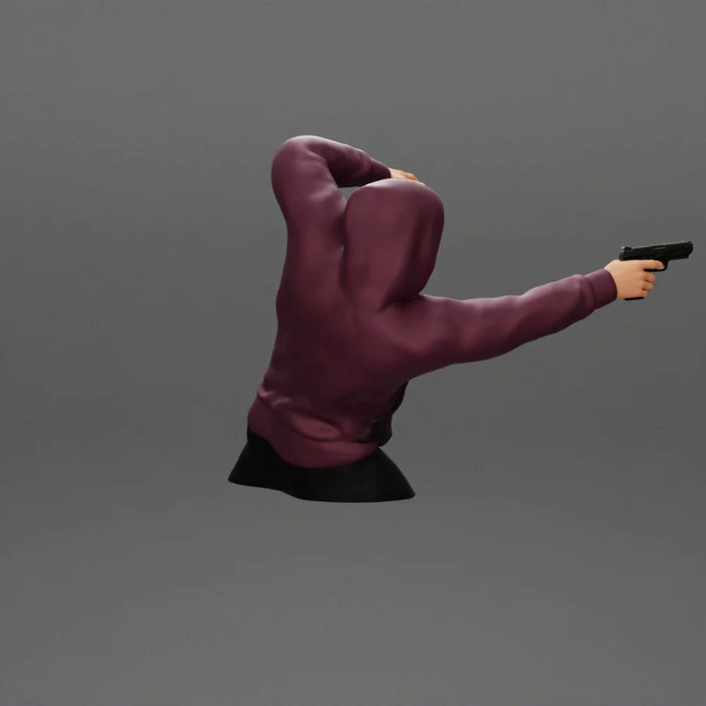 Gangster man in hoodie shooting gun leaning out the window of the car - Image 10