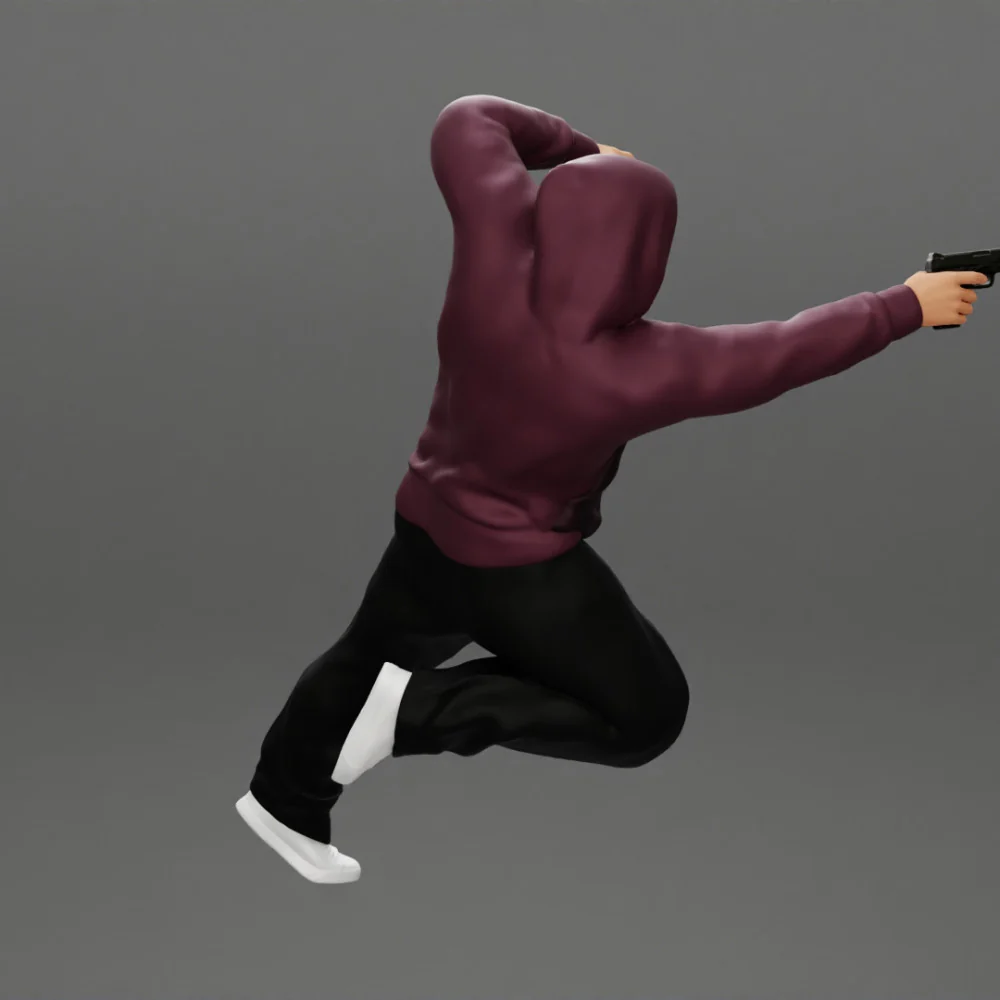 Gangster man in hoodie shooting gun leaning out the window of the car - Image 6