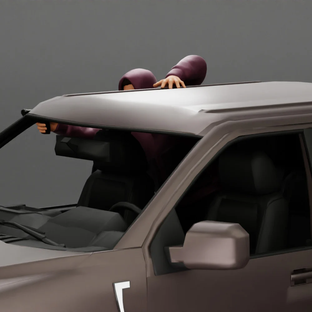 Gangster man in hoodie shooting gun leaning out the window of the car - Image 9