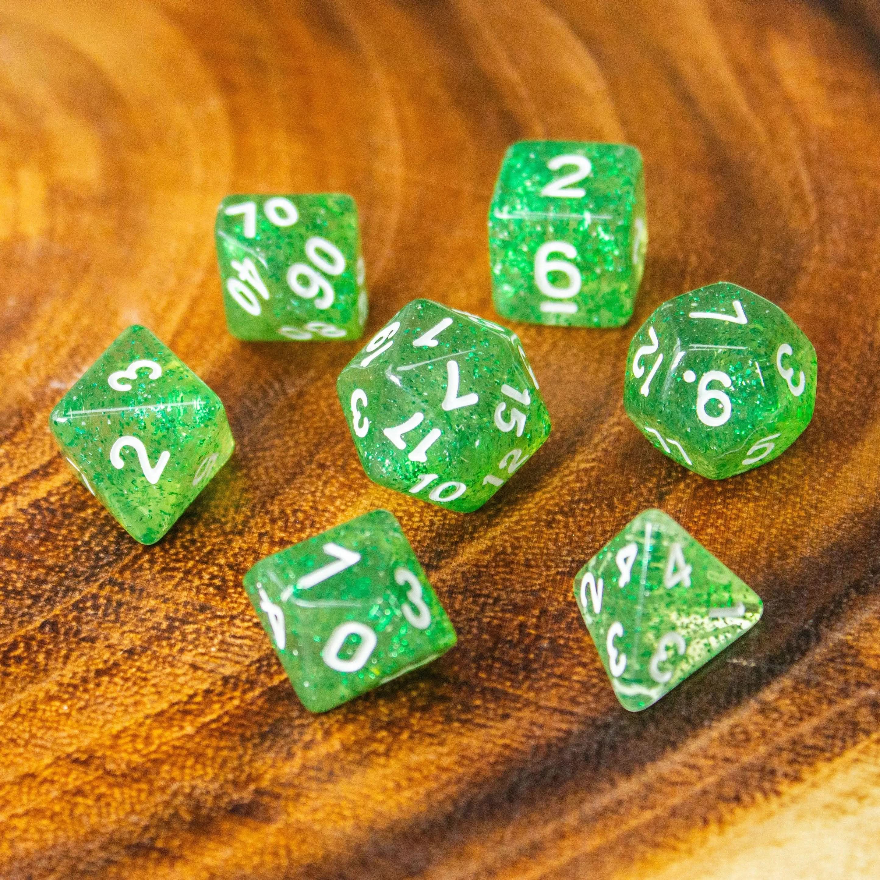 Green Glitter Dice Set - Image 6