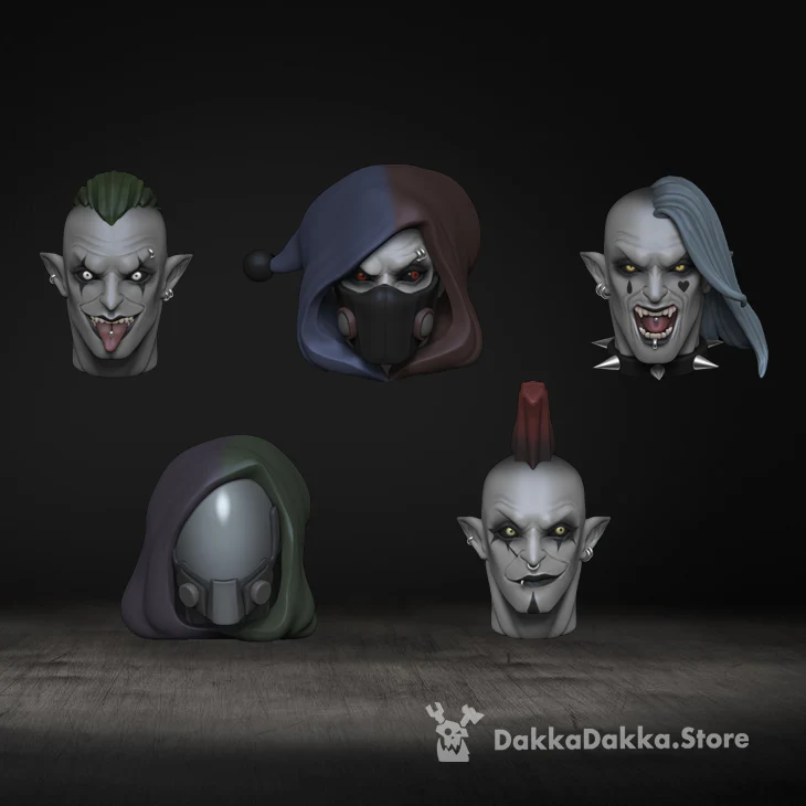 Male Jester Head Bits Set x5