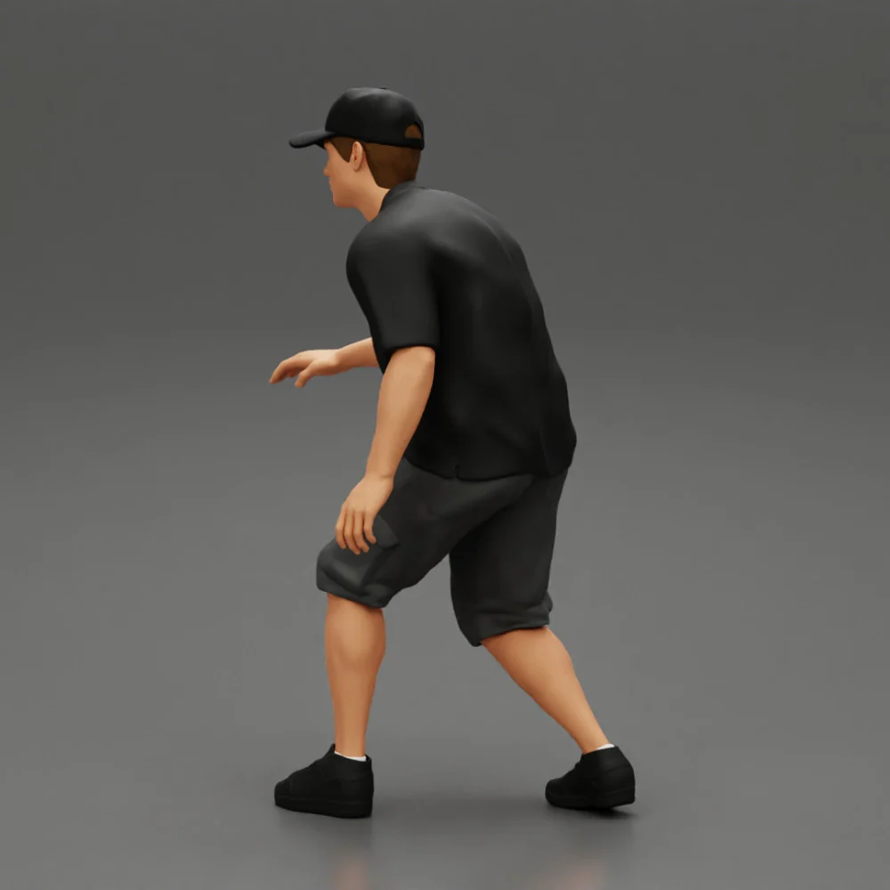 Man bent over while walking in cap - Image 2
