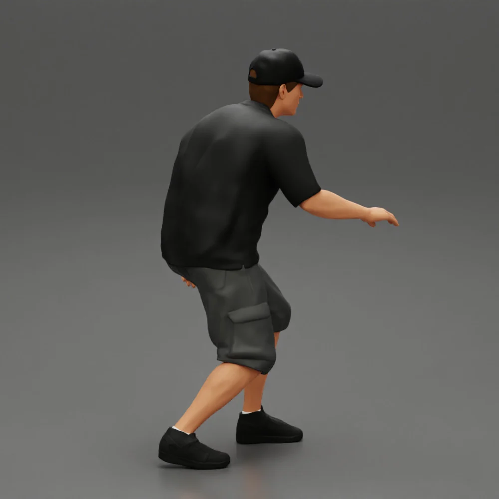 Man bent over while walking in cap - Image 4
