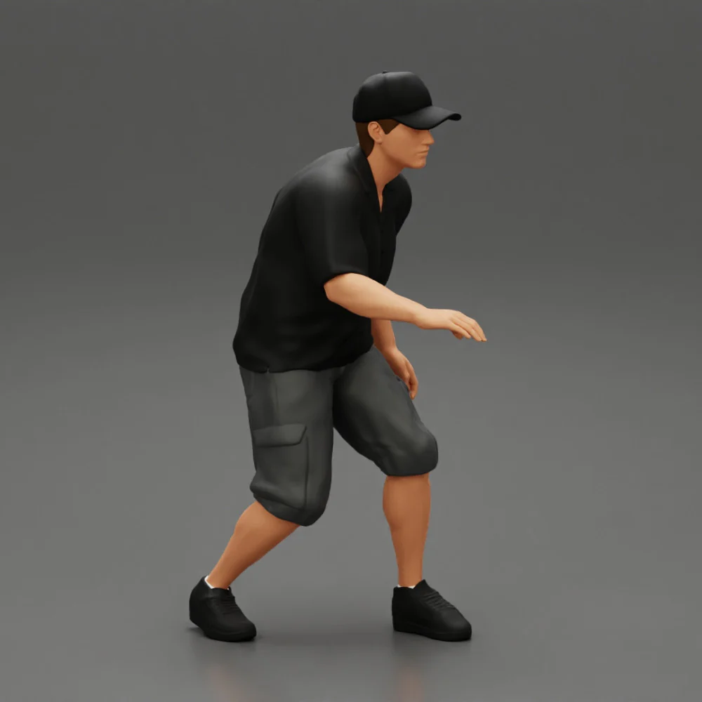 Man bent over while walking in cap - Image 5