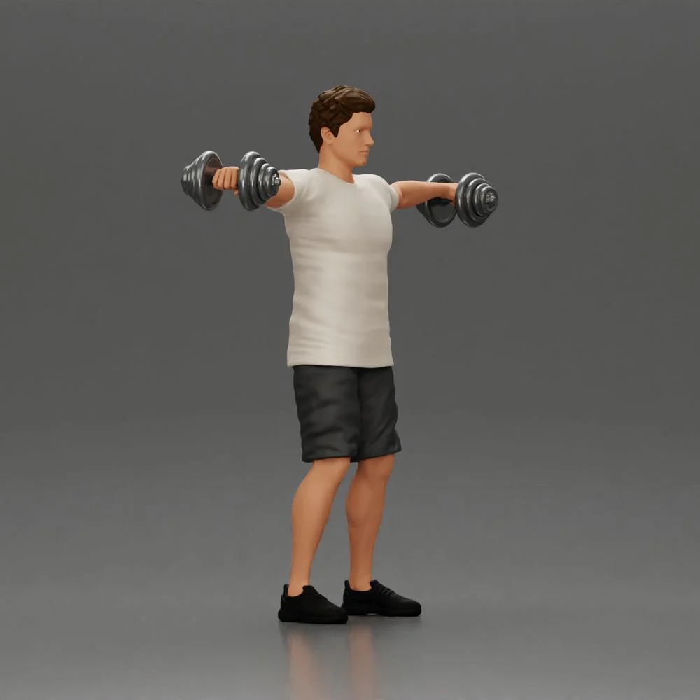 Man in the gym performing shoulder exercises with weights - Image 2