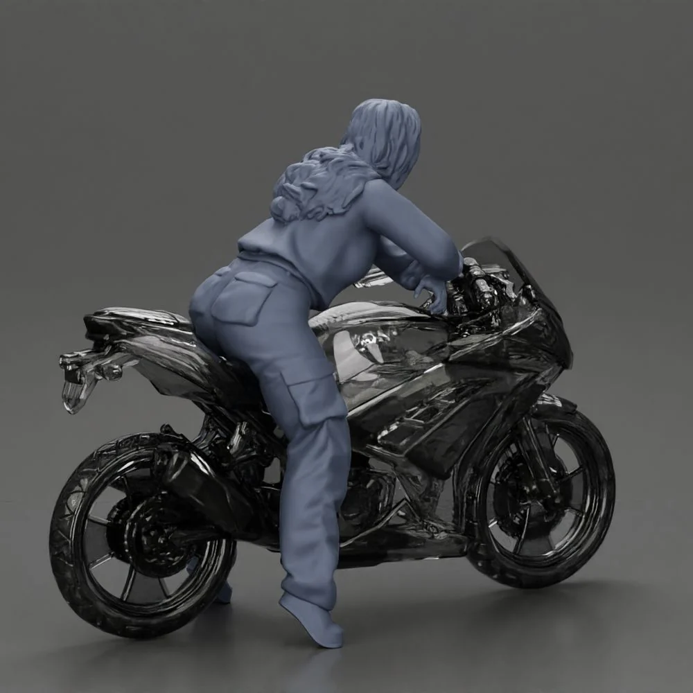 motorcyclist woman hoodie sitting on motorcycle - Image 8