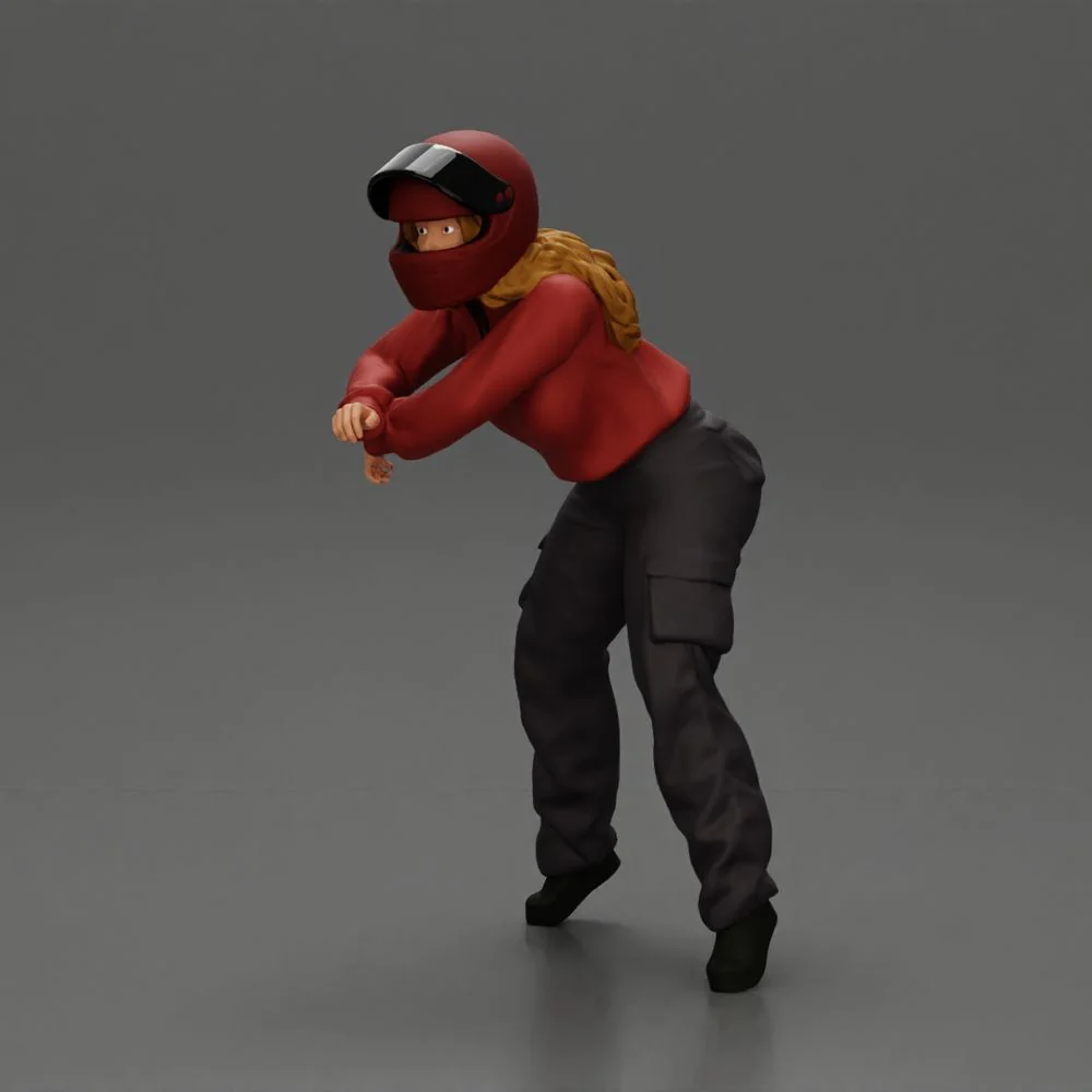 motorcyclist woman in helmet and hoodie sitting on motorcycle - Image 2
