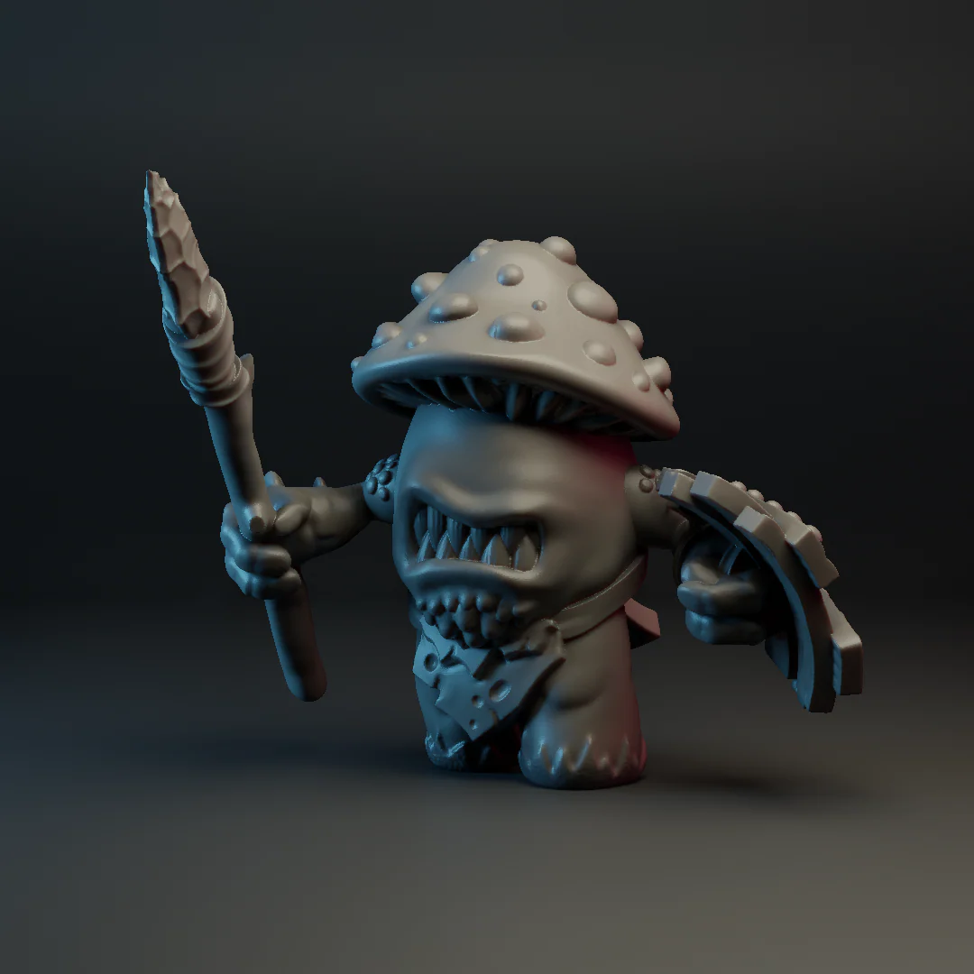 Myconian Feral - Mushroom Warrior with Shield & Spear