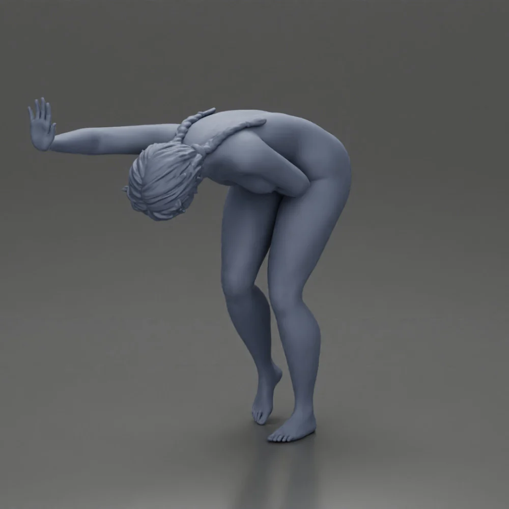 Naked girl holding her stomach and placing her hand on the wall due to stomach pain - Image 10