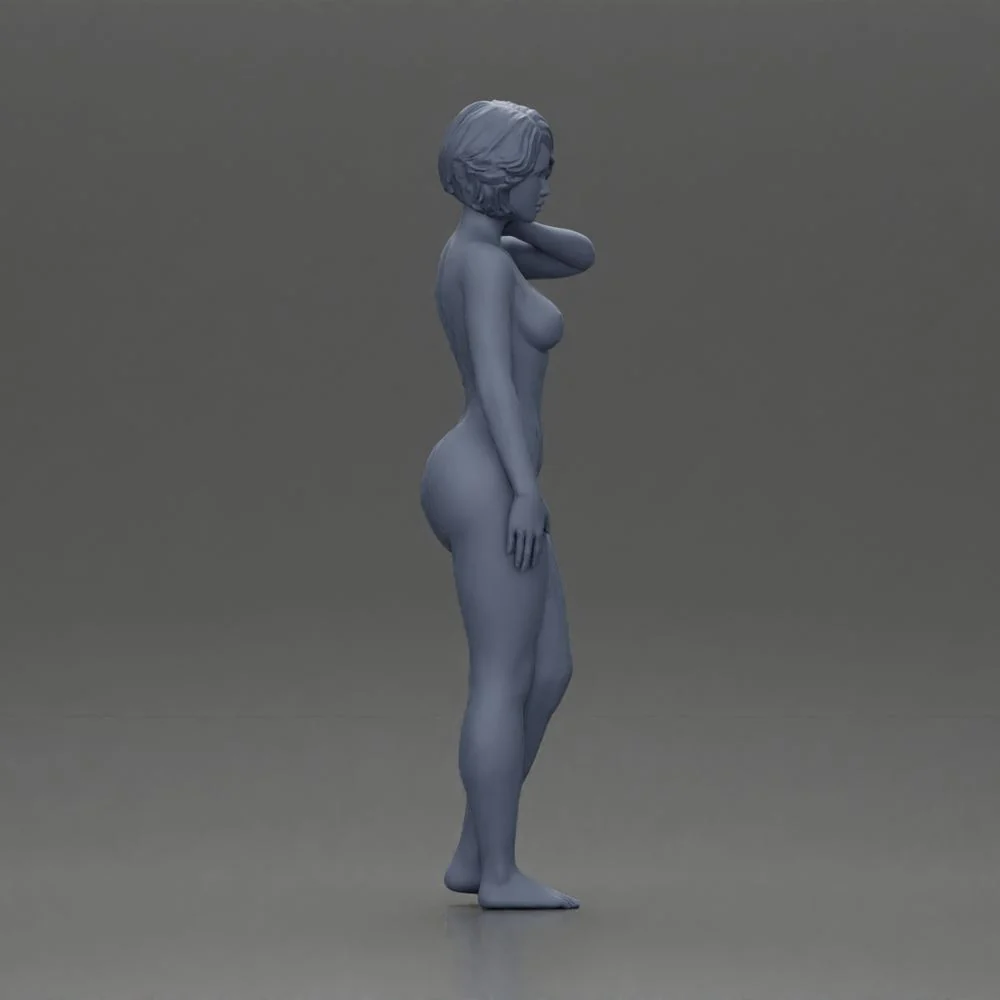 Naked girl places her hand on her neck - Image 8
