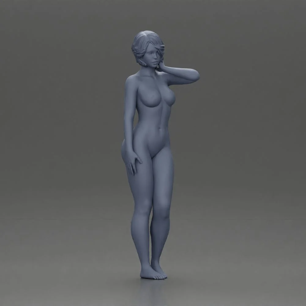 Naked girl places her hand on her neck - Image 9