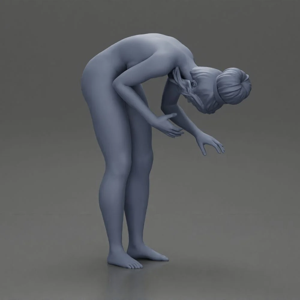 Naked Girl standing behind her boyfriend gently touching his face - Image 10