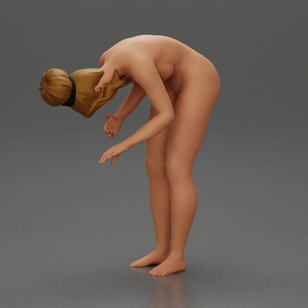 Naked Girl standing behind her boyfriend gently touching his face - Image 2