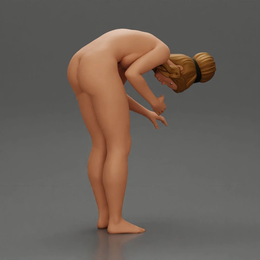 Naked Girl standing behind her boyfriend gently touching his face - Image 4