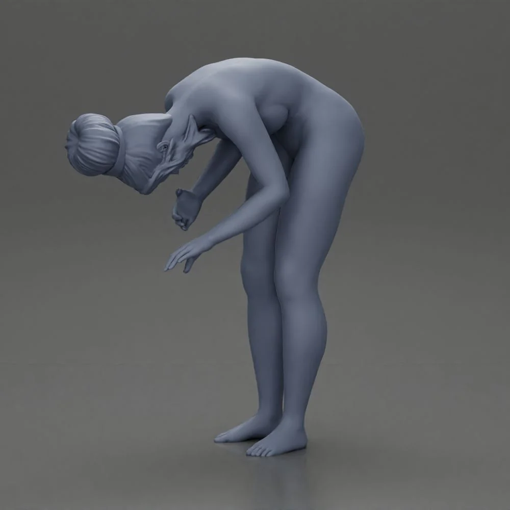 Naked Girl standing behind her boyfriend gently touching his face - Image 7