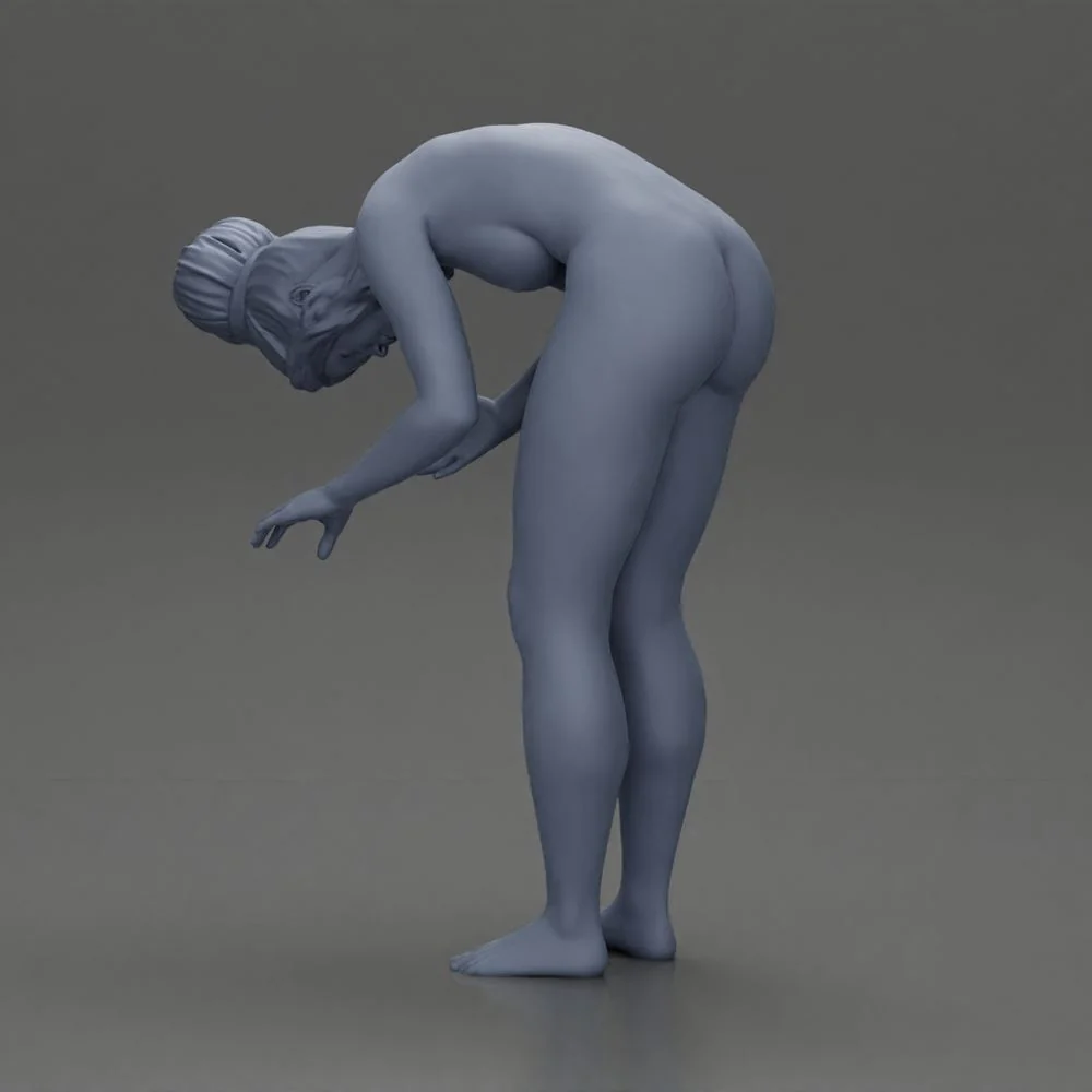 Naked Girl standing behind her boyfriend gently touching his face - Image 9