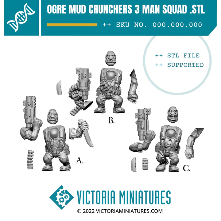 Ogre Mud Cruncher. 3 Man Squad - Image 2