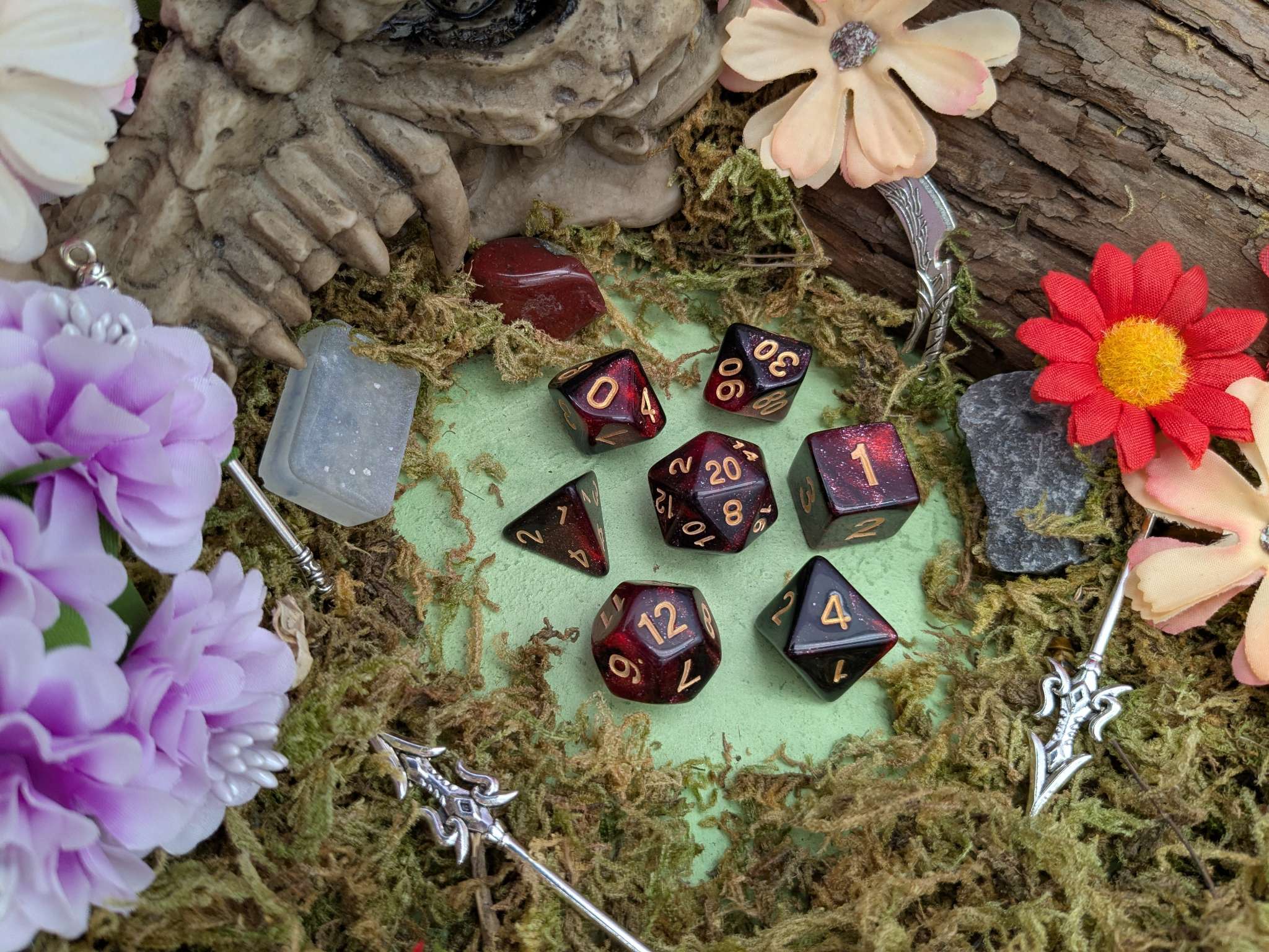 Red and Black Galaxy Dice Set - Image 2