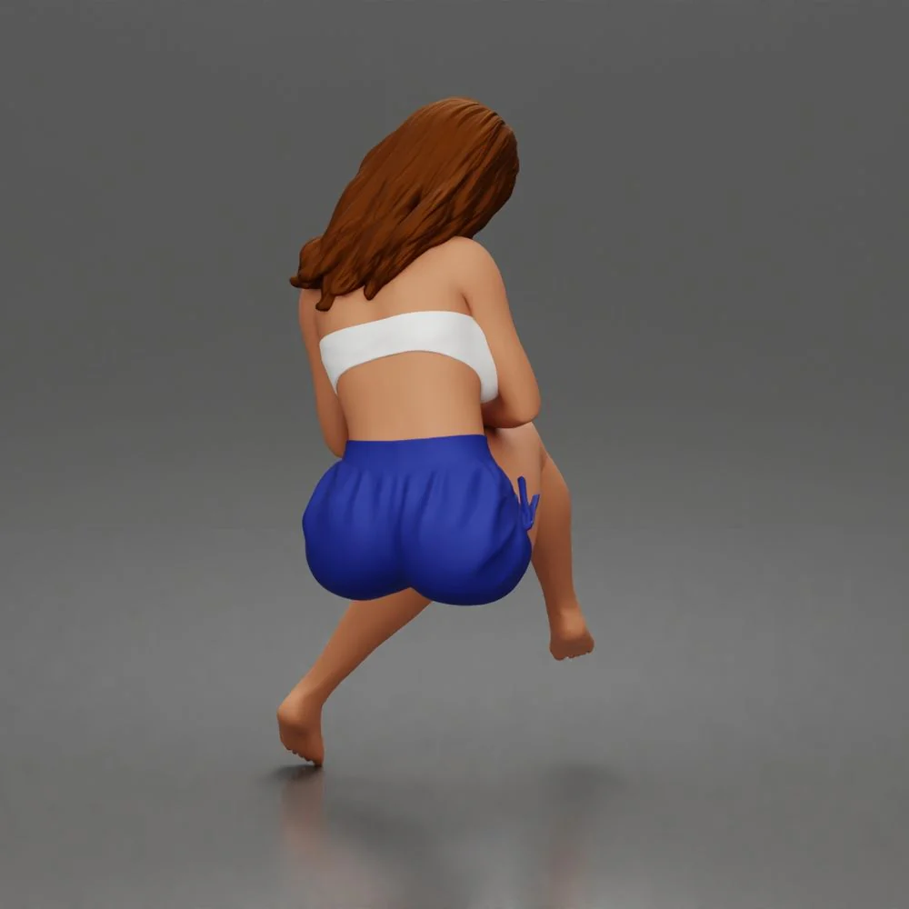Relaxed woman sips morning coffee wearing summer top and shorts 1-24 - Image 3