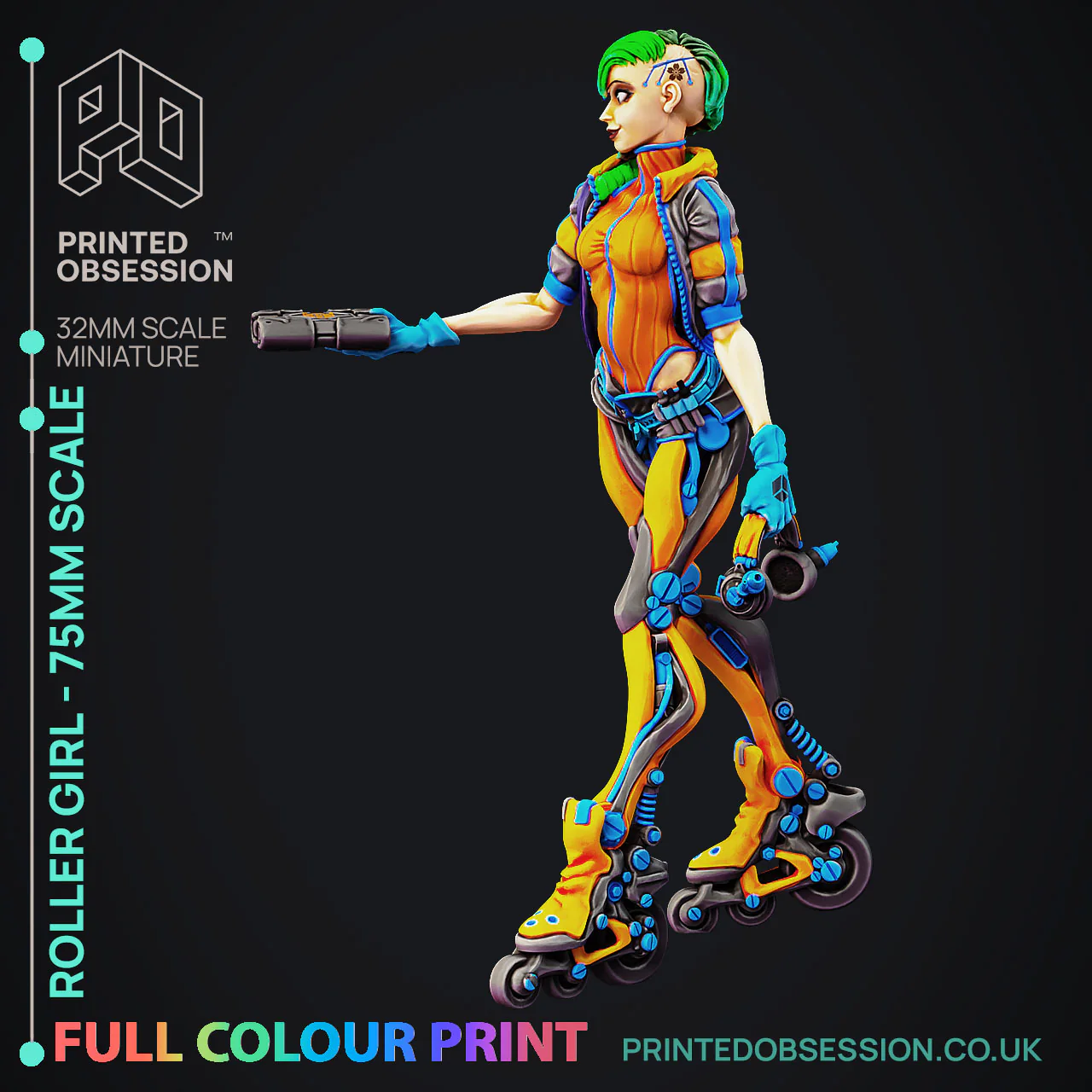 Roller Girl - 75mm scale Cyberpunk model - Image 2
