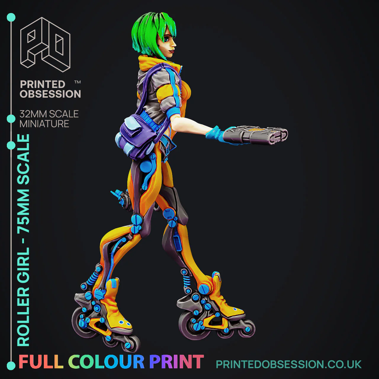 Roller Girl - 75mm scale Cyberpunk model - Image 3