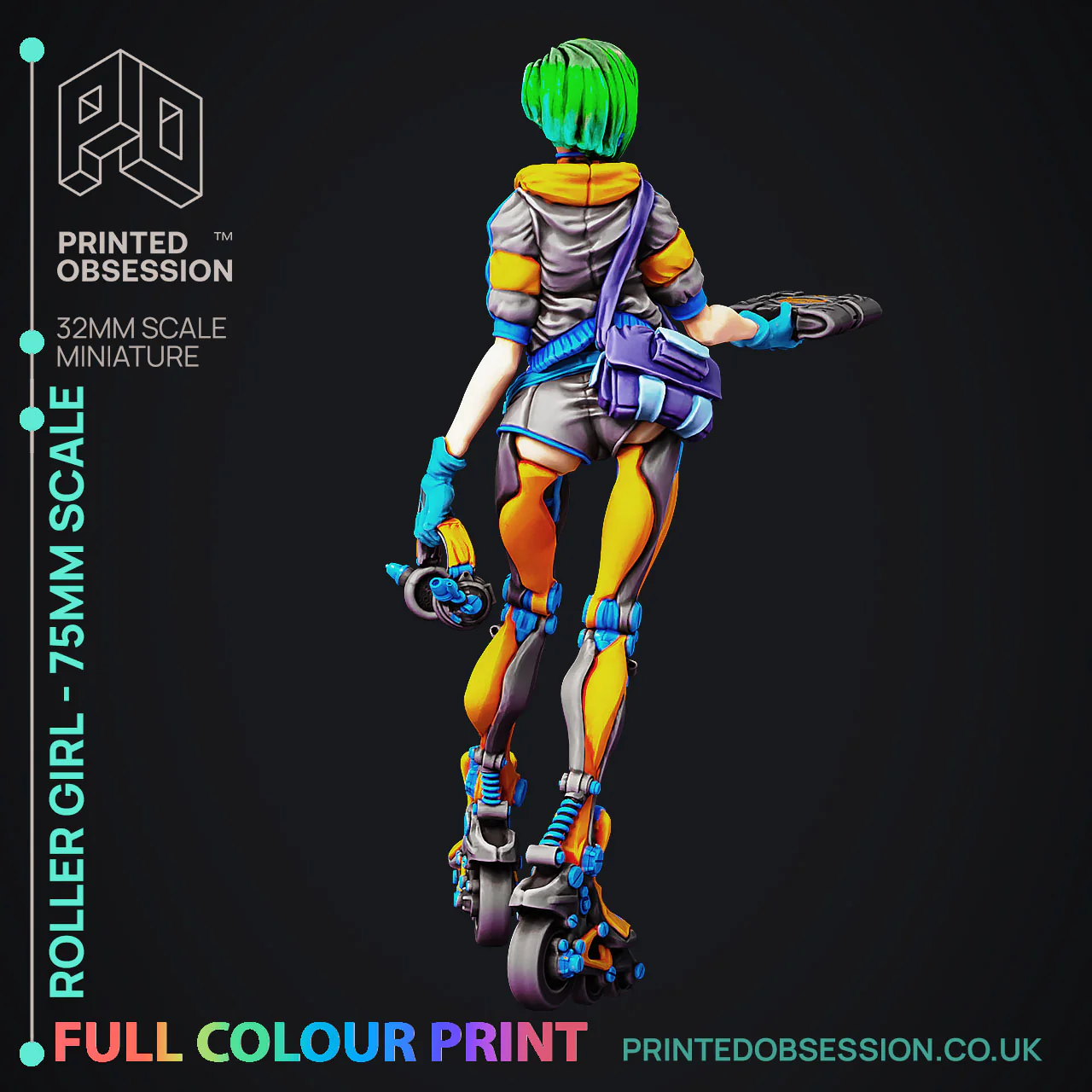 Roller Girl - 75mm scale Cyberpunk model - Image 4