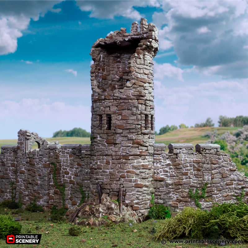 Ruined King's Round Tower - King and Country - Printable Scenery Terrain Wargaming D&D DnD 10mm 15mm 20mm 25mm 28mm 32mm 40mm 54mm Painted options - Image 3