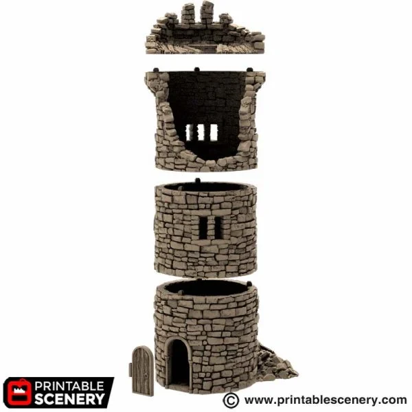 Ruined King's Round Tower - King and Country - Printable Scenery Terrain Wargaming D&D DnD 10mm 15mm 20mm 25mm 28mm 32mm 40mm 54mm Painted options - Image 6