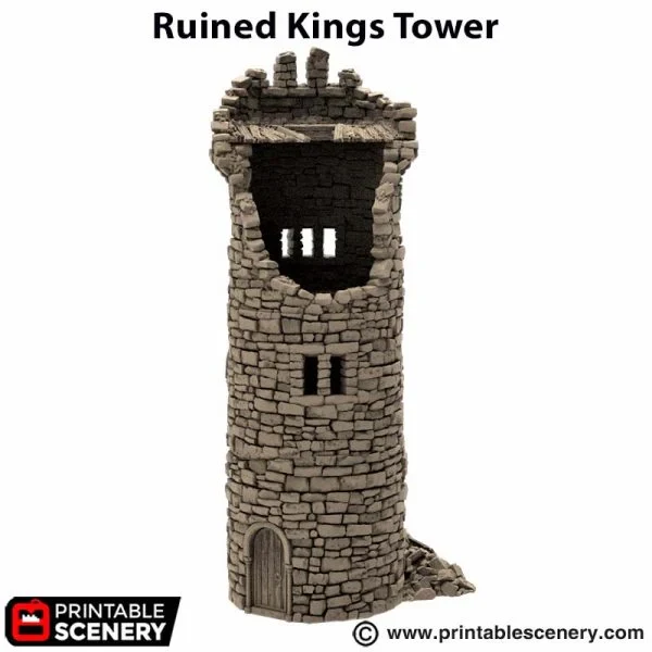 Ruined King's Round Tower - King and Country - Printable Scenery Terrain Wargaming D&D DnD 10mm 15mm 20mm 25mm 28mm 32mm 40mm 54mm Painted options - Image 7