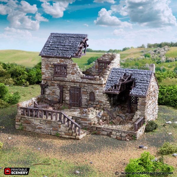 Ruined Stonestreet Bakers - King and Country - Printable Scenery Terrain Wargaming D&D DnD 10mm 15mm 20mm 25mm 28mm 32mm 40mm 54mm Painted options - Image 2