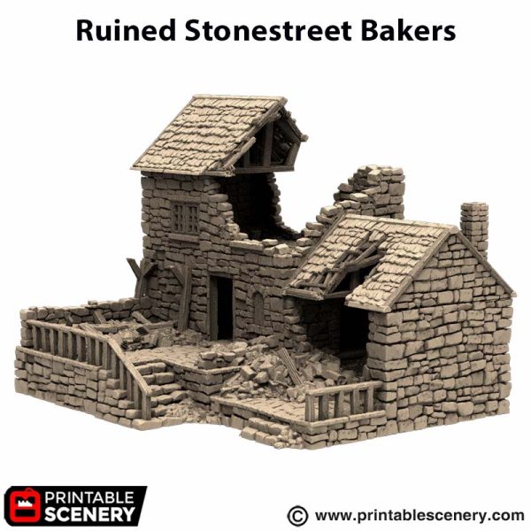Ruined Stonestreet Bakers - King and Country - Printable Scenery Terrain Wargaming D&D DnD 10mm 15mm 20mm 25mm 28mm 32mm 40mm 54mm Painted options - Image 3