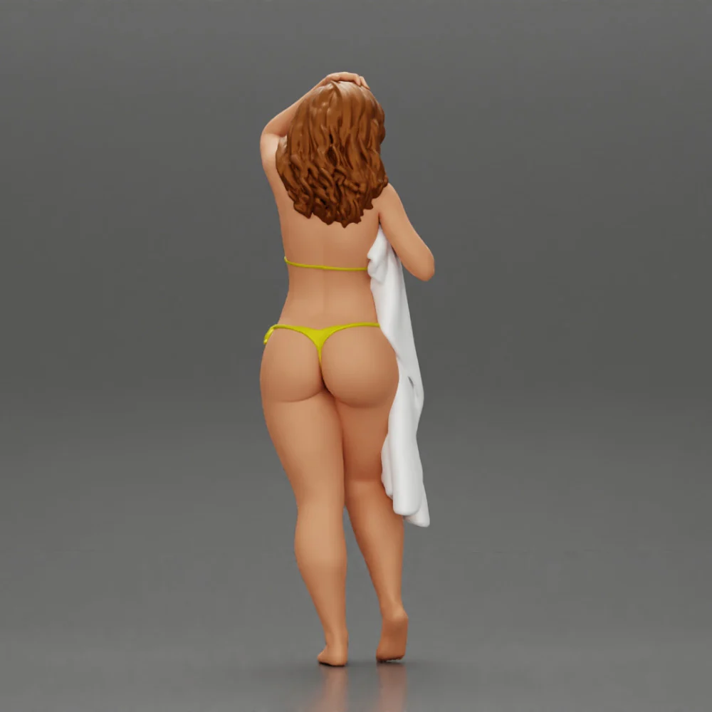 Sexy girl in bikini standing and covering her body by towel - Image 6