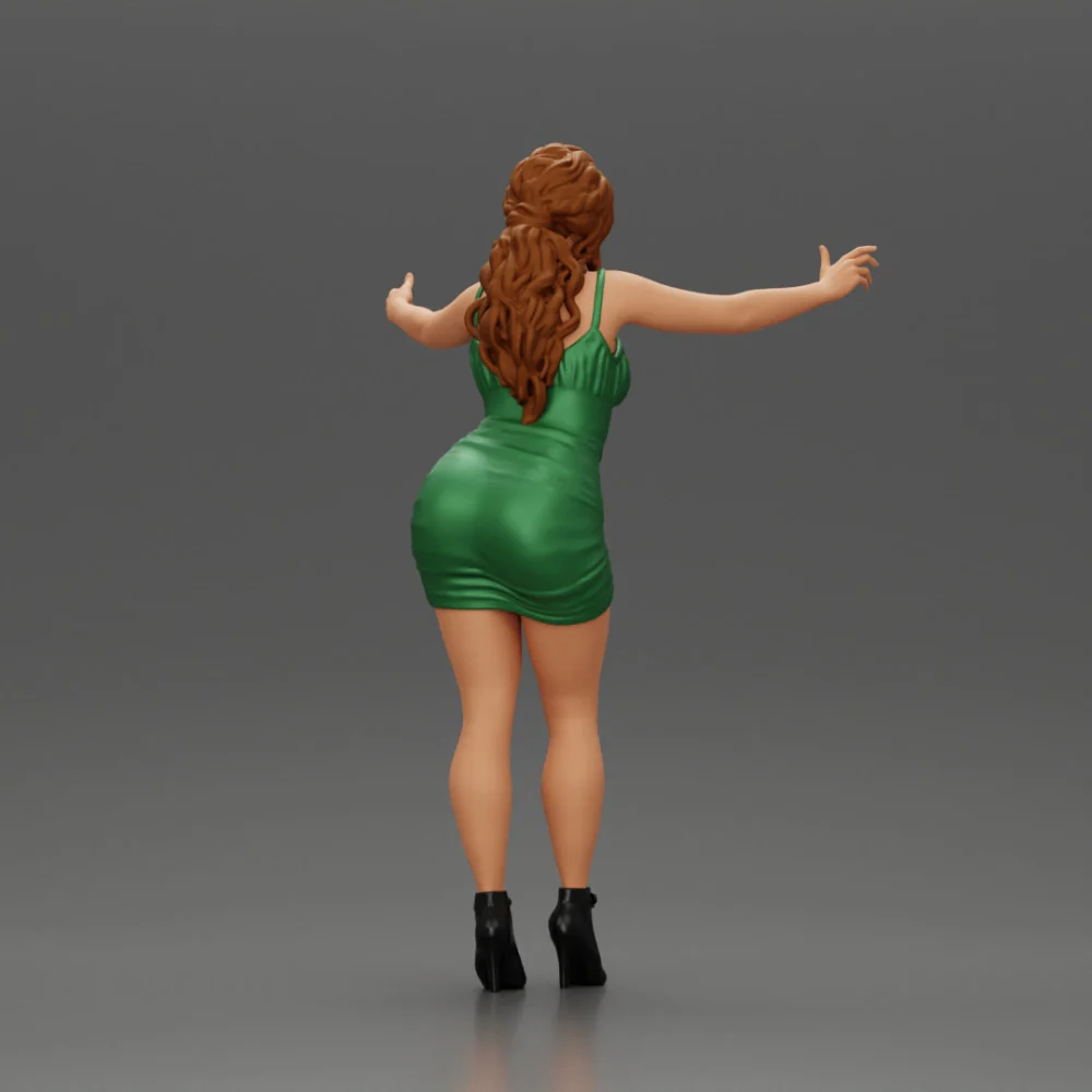 Sexy Girl in Dress and Heels Standing in Front of a Mirror - Image 4
